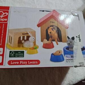 Hape Family Pets Wooden Dollhouse Animal Set Brand New in Box